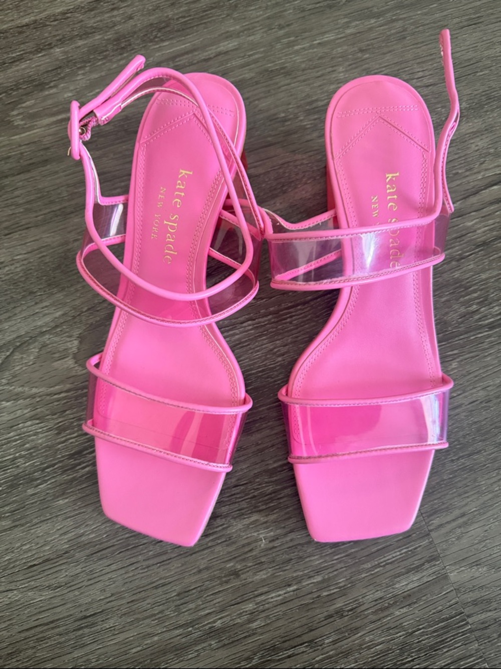 NWOB KATE SPADE New York Milani pink Transparent Block Heel Sandals size 8.5B - Picture 6 of 10